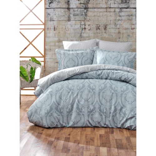 Kokvilnas satīna gultas veļas komplekts  Jacquard Mint 140x200 cm