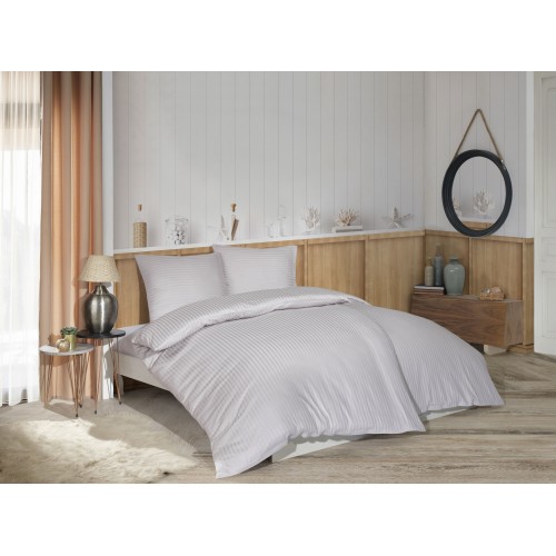 Kokvilnas satīna gultas veļas komplekts  Stripe Grey 140x200 cm