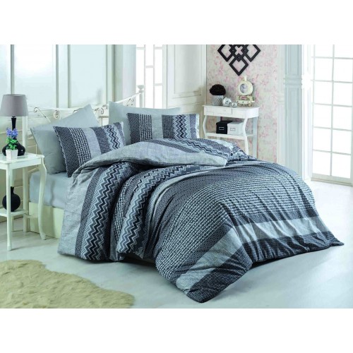 Kokvilnas gultas veļas komplekts Global Grey 200x220 cm 