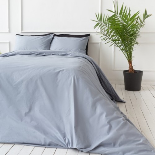 PREMIUM Kokvilnas satīna gultas veļas komplekts  Light grey 140x200 cm