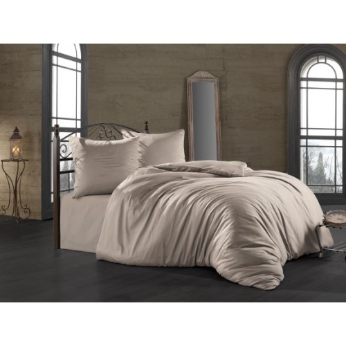 Kokvilnas satīna gultas veļas komplekts  Camel 140x200 cm