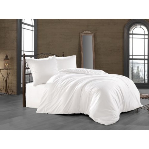 PREMIUM Kokvilnas satīna gultas veļas komplekts  White 140x200 cm