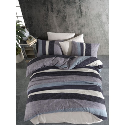 Kokvilnas gultas veļas komplekts Alessia V1 Blue 200x200 cm 