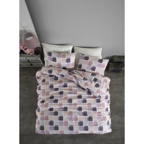 Kokvilnas gultas veļas komplekts  Mare V3 Pink 200x200 cm 