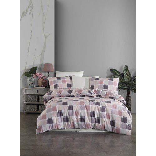 Kokvilnas gultas veļas komplekts  Mare V3 Pink 200x200 cm 